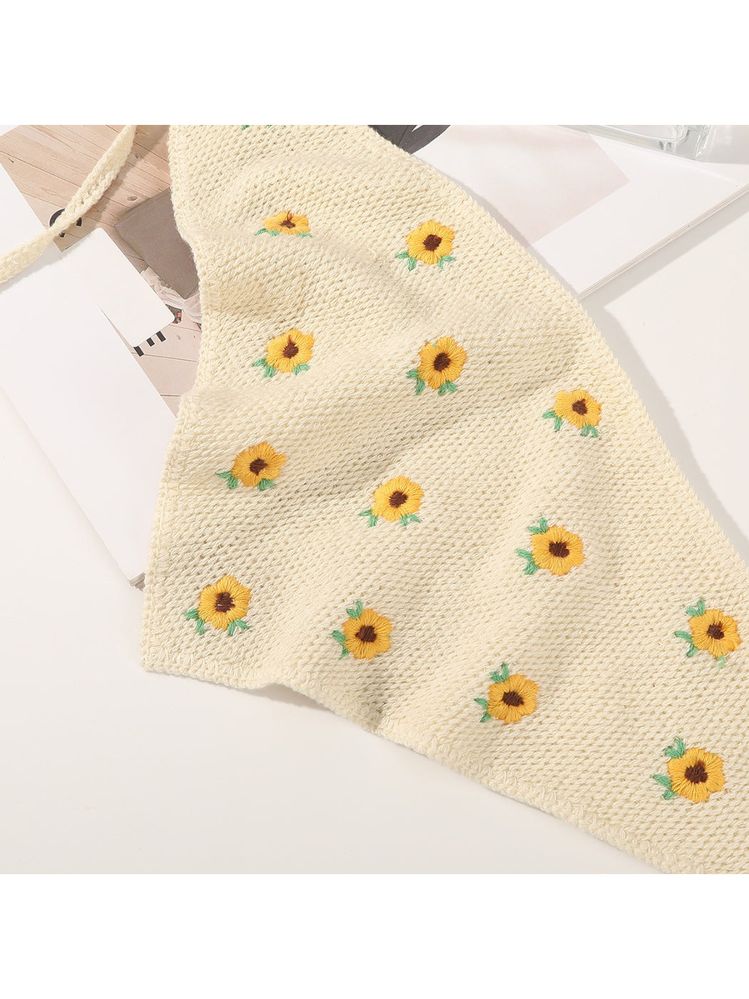 Scarvii Soft Knit Sunflower Pattern Headband