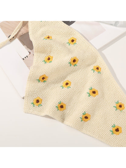 Scarvii Soft Knit Sunflower Pattern Headband