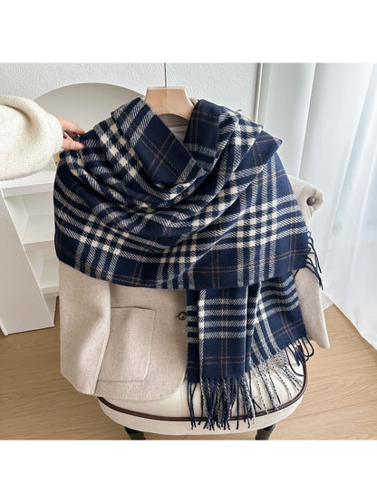 Scarvii - Classic Plaid Fringed Winter Scarf