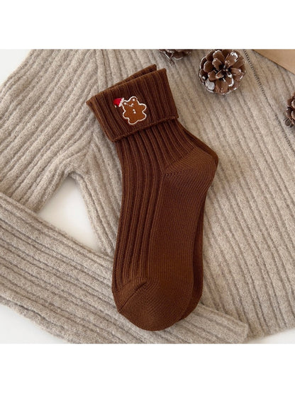 Rufia - Cute Holiday Motif Ribbed Crew Socks