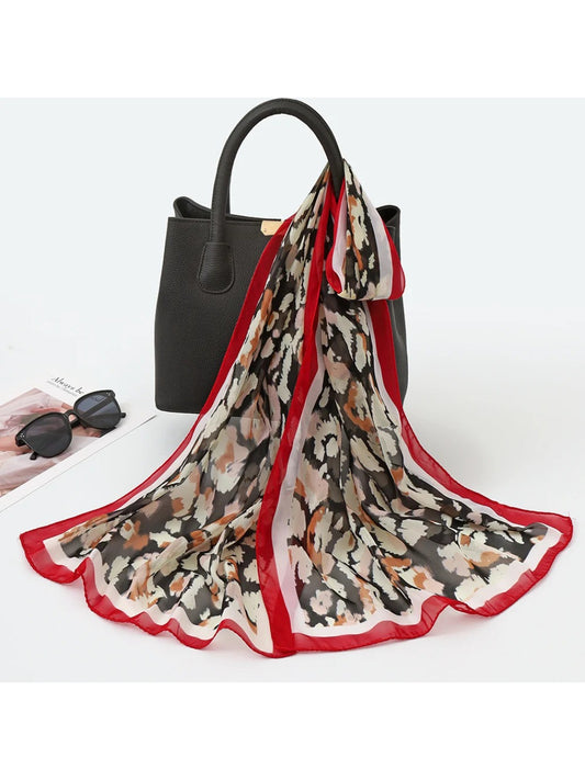 Scarvii - Women’s Abstract Botanical Chiffon Scarf