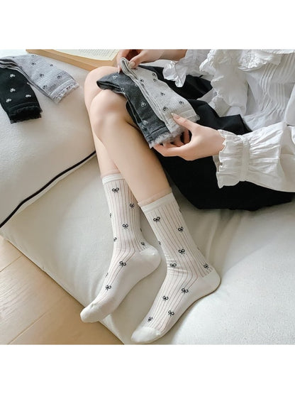Rufia - Spring Casual Bow Accent Crew Socks