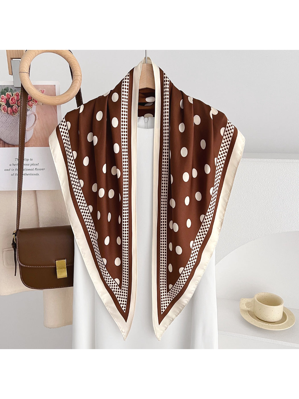 Scarvii Dotted Print Triangle Scarf