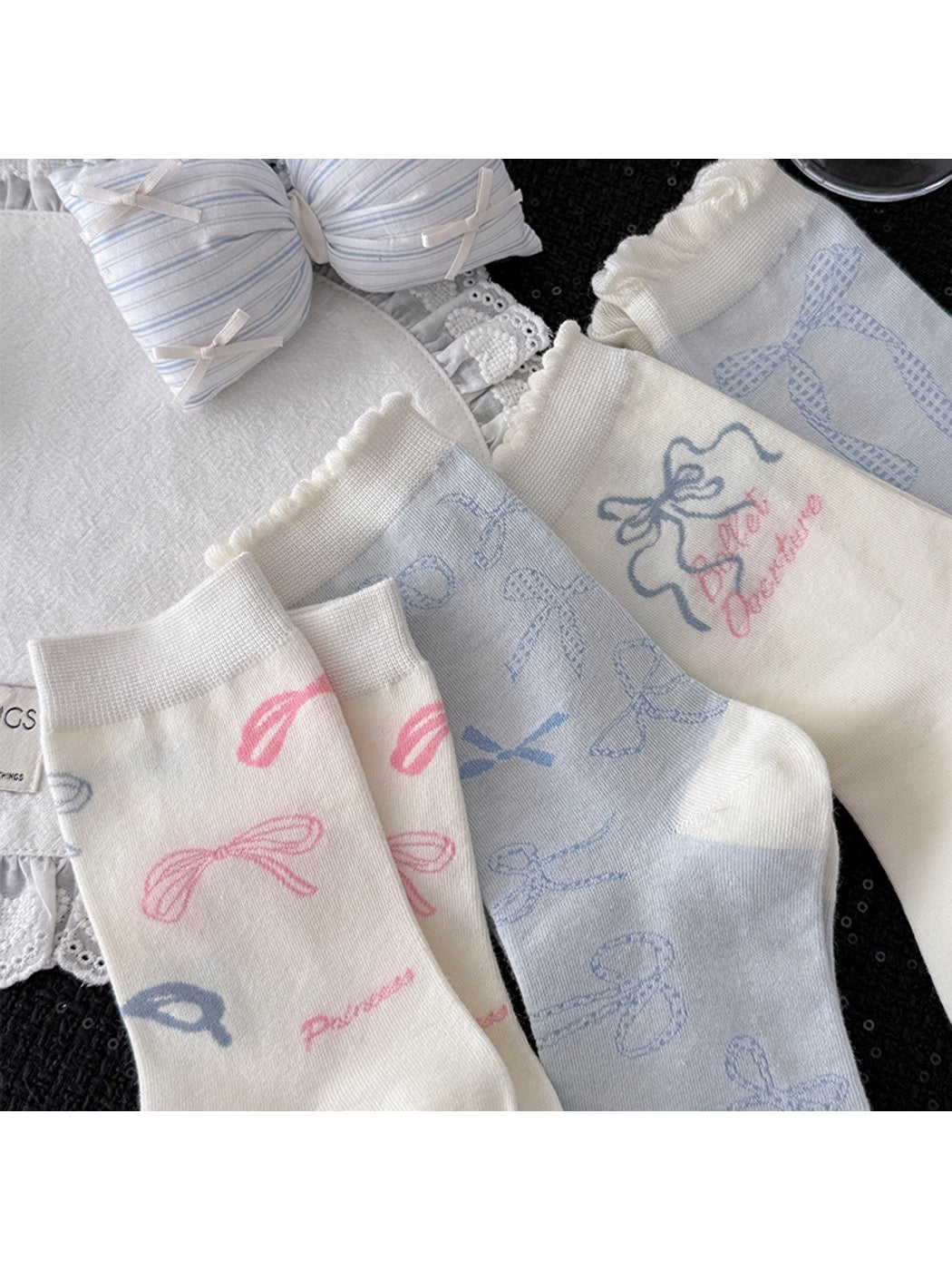 Rufia - Bow Pattern Casual Crew Socks
