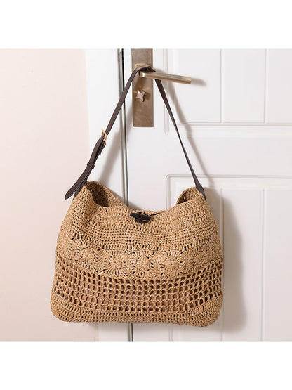 Cosbai - Openwork Design Woven Shoulder Bag