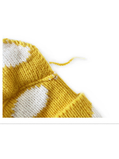 Haila Polka Dots Cat-Ear Knitted Beanie hat shape
