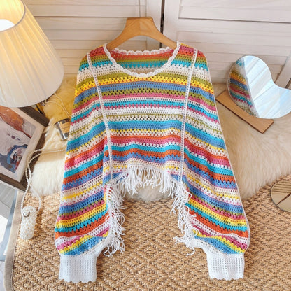 Crosa - Vintage Rainbow Hollow Knit Sweater