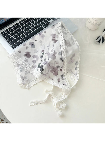 Scarvii - Lace-Trim Patchwork Triangle Scarf