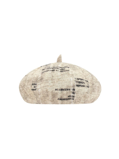 Haila - Newspaper Letter Print Beret Hat