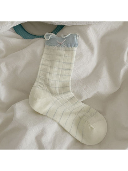 Rufia - Bow Detail Ribbed Women's Crew Socks