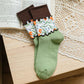 Rufia - Color Block Lace Trim Mid-Calf Socks