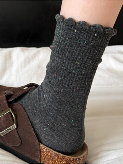 Rufia - Cute Ruffled Winter Socks with Colorful Starry Speckles