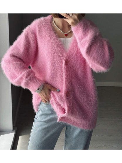 Crosa - Women's V-Neck Knit Cardigan Sweater Open Front Coat