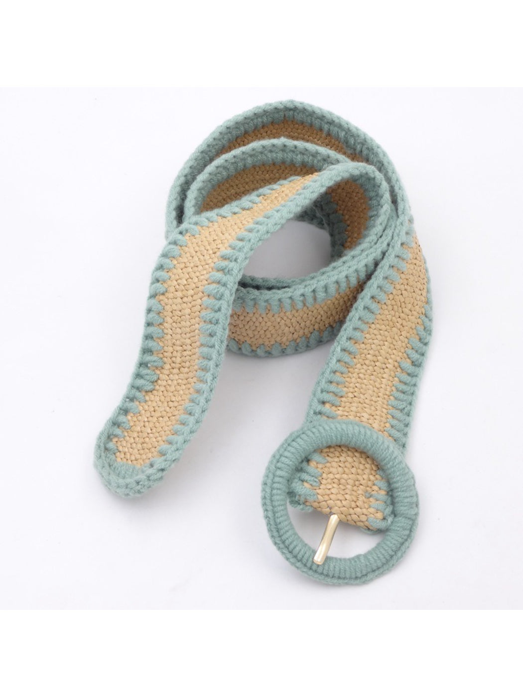 Beco Textured Knit Contrast Edge Adjustable Waist Belt with knit texture
