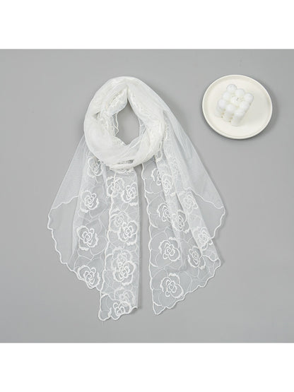 Scarvii - Elegant Lace Floral Embroidered Scarf