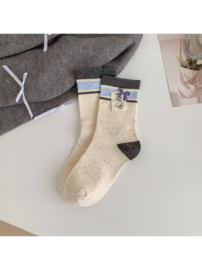 Rufia - Sweet Colorblock Bow Detail Crew Socks