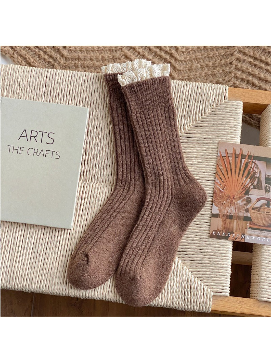 Rufia - Soft Ribbed Lace Edge Crew Socks product image 7
