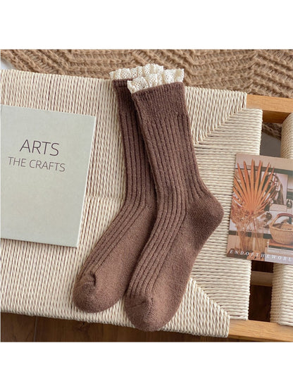 Rufia - Soft Ribbed Lace Edge Crew Socks product image 7
