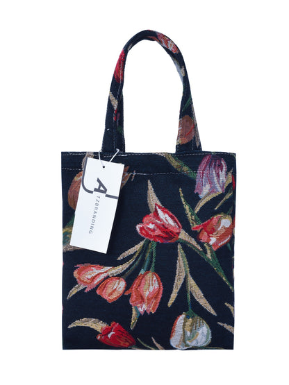 Cosbai - Vintage Colored Weave Floral Tote Bags