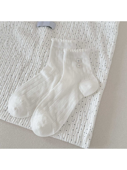 Rufia - White Decorative Bow Crew Socks