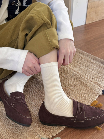 Rufia - Solid Ribbed Everyday Crew Socks