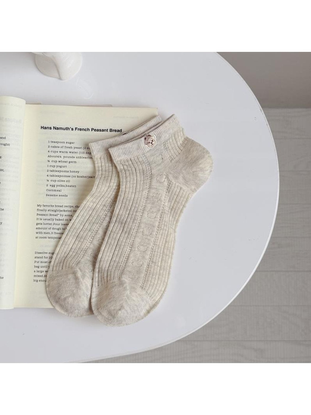 Rufia - Litter Bear Embroidery Ankle Socks