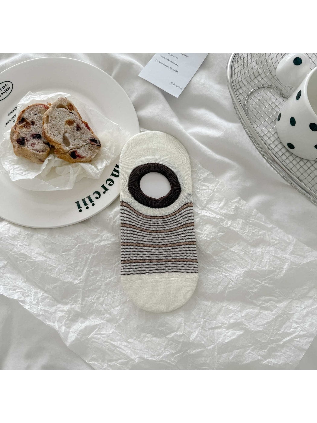 Rufia - Striped No Show Socks with Contrast Trim