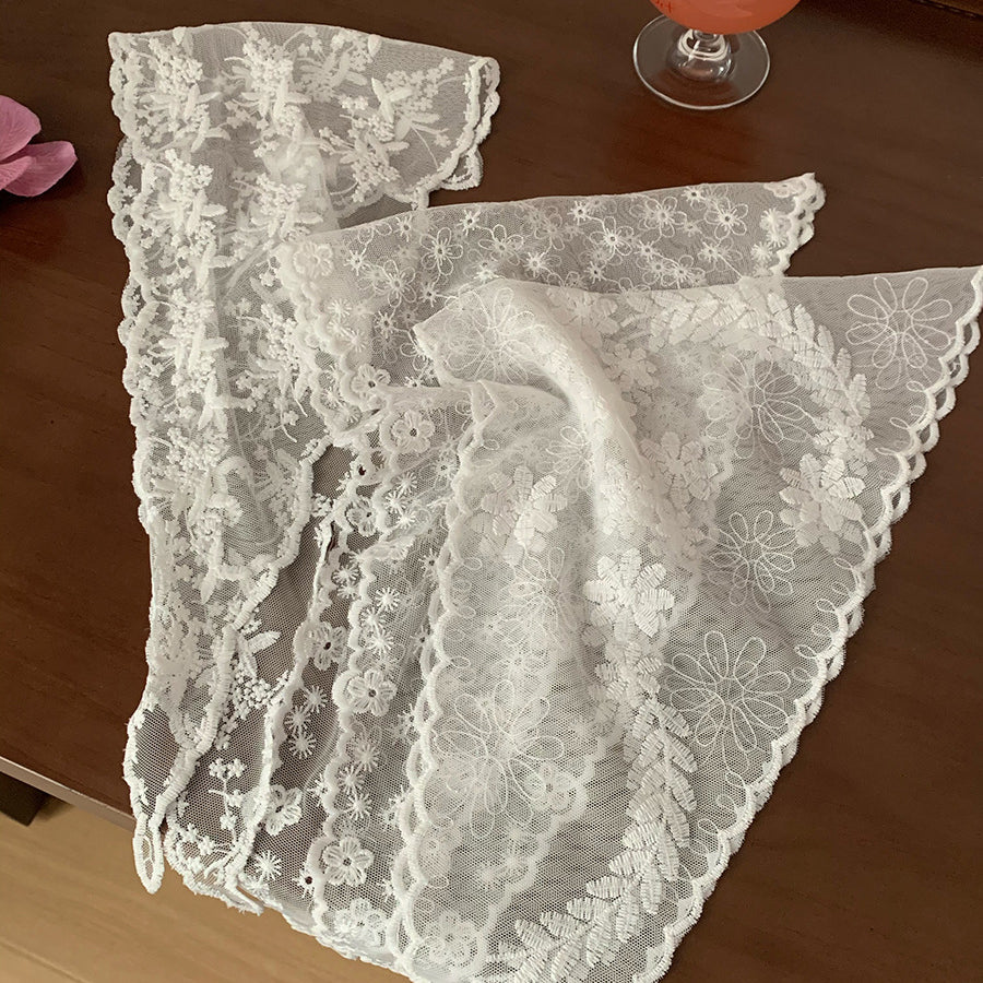 White Lace Headband Scarf