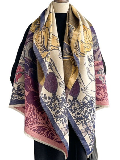Scarvii - Reversible Floral Print Scarf & Shawl