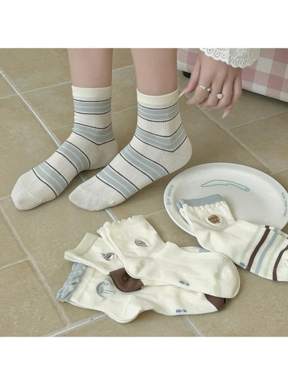 Rufia - Playful Embroidered Ruffle Crew Socks