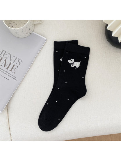 Rufia - Cute Dog Pattern Knit Crew Socks