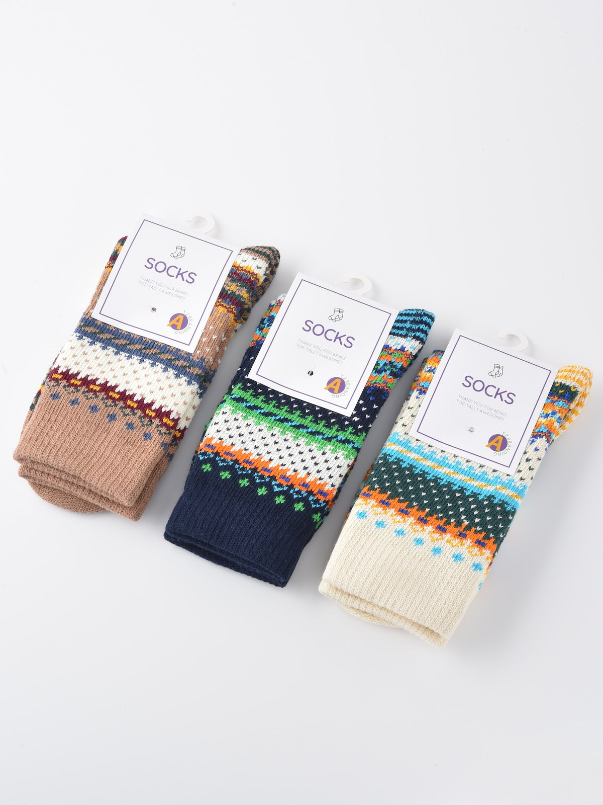 Rufia - Retro Checkered Knit Crew Socks for Winter