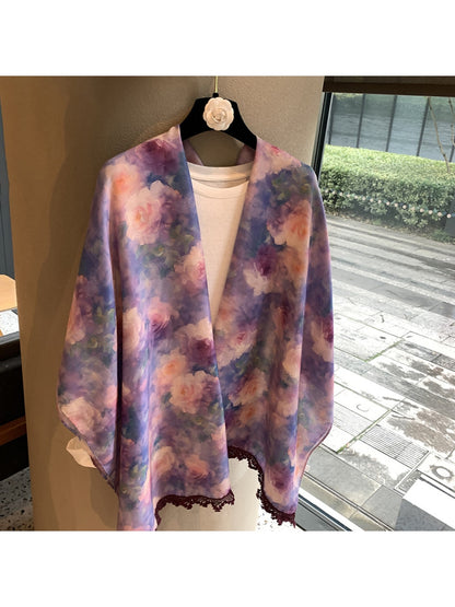 Scarvii - Watercolor Floral Rectangular Layering Scarf