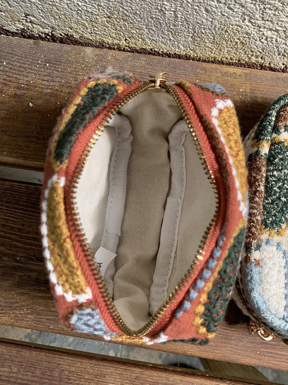Cosbai - Mini Embroidered Zipper Cosmetic Pouch