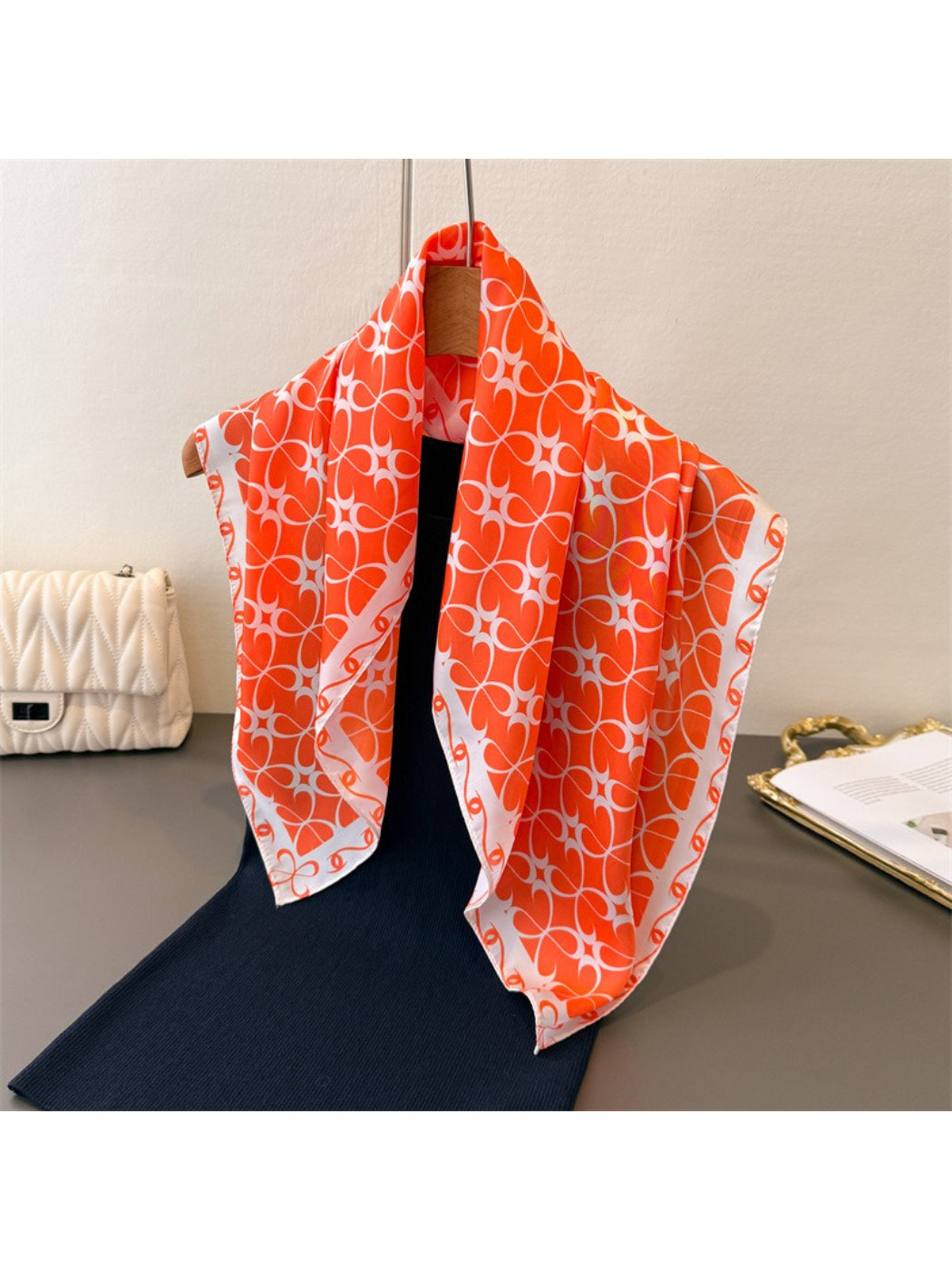 Scarvii - Classic Bow Motif Square Scarf