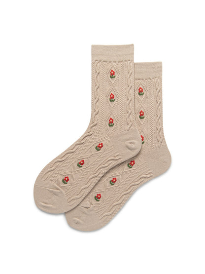 Rufia - Vintage Floral Cable Knit Crew Socks product image 6