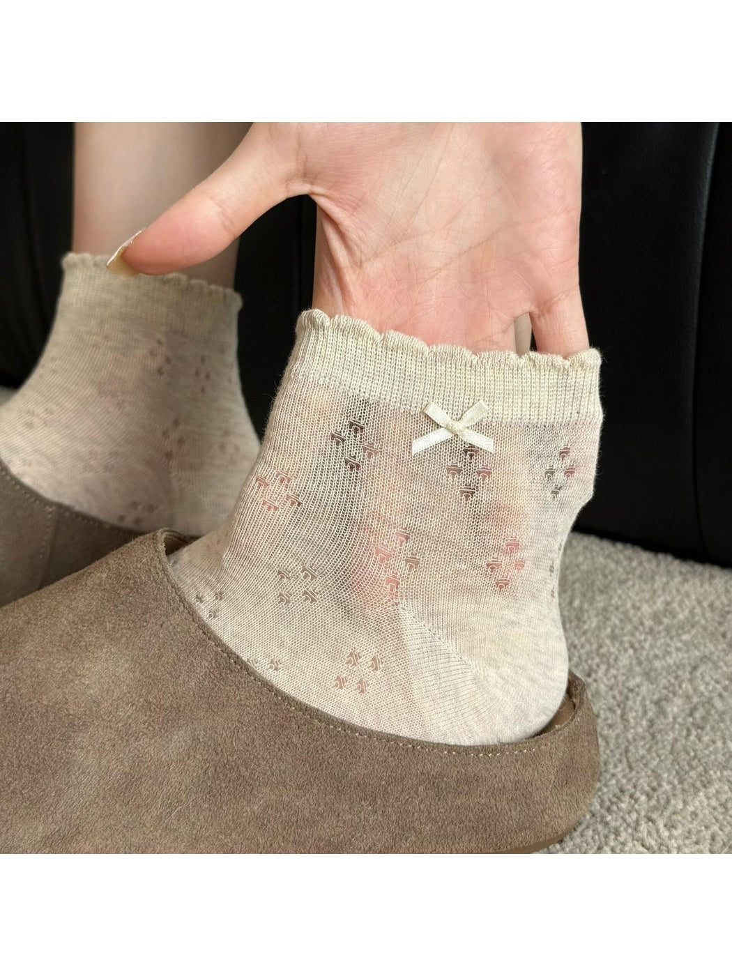 Rufia - Bow Detail Ruffle Ankle Socks