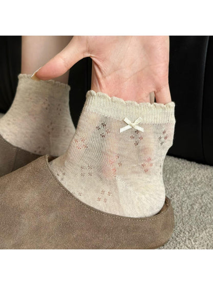 Rufia - Bow Detail Ruffle Ankle Socks