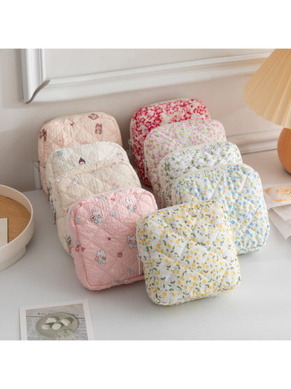 Cosbai - Cartoon and Floral Print Quilted Storage Bag
