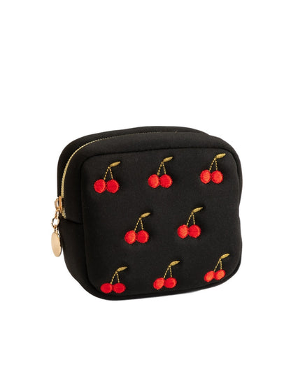 Cosbai - Embroidered Cherry Cosmetic Organizer Bag