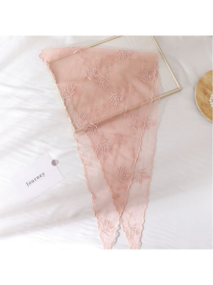 Scarvii - Sheer Floral Print Lace Triangle Bandana