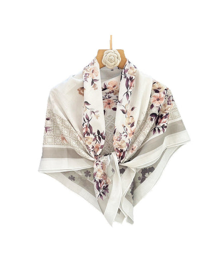 Scarvii - Blush Pink Floral Print Square Scarf