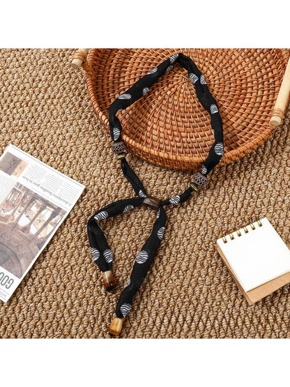 Scarvii - Printed Slim Pendant Narrow Scarf