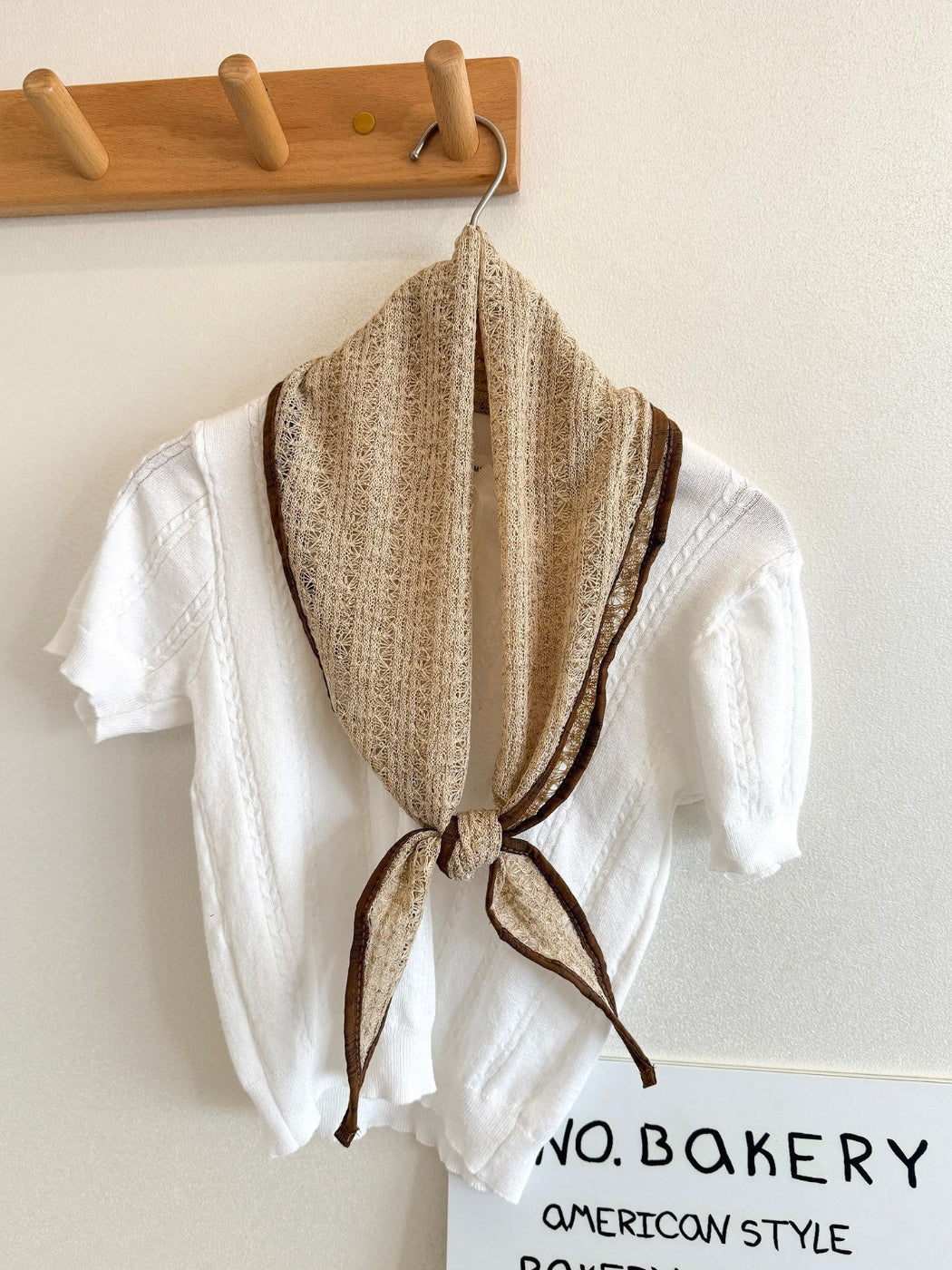 Scarvii - Lace Plaid Edge Triangle Scarf