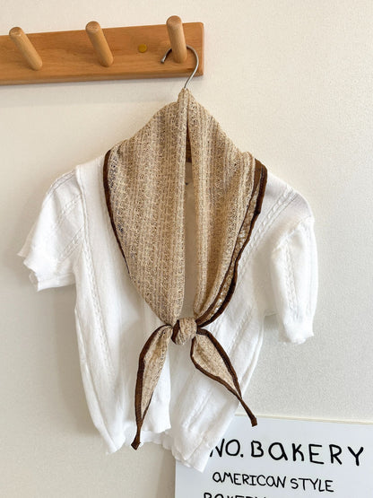 Scarvii - Lace Plaid Edge Triangle Scarf