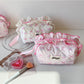 Cosbai - Sweet Bow Print Quilted Makeup Storage Bag