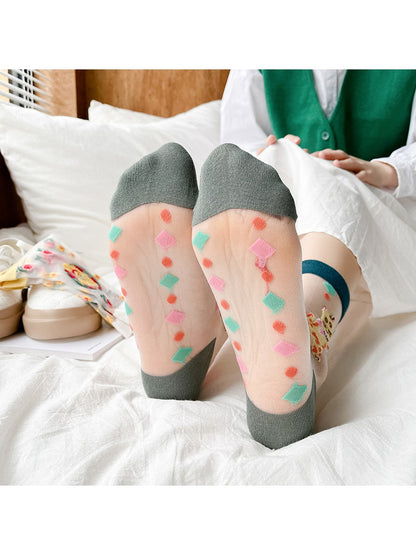 Rufia - Cartoon Pattern Sheer Crew Socks