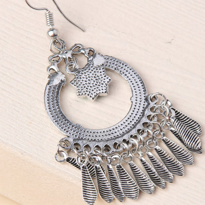 Earwish - Boho Fringe Earrings with Floral Charm