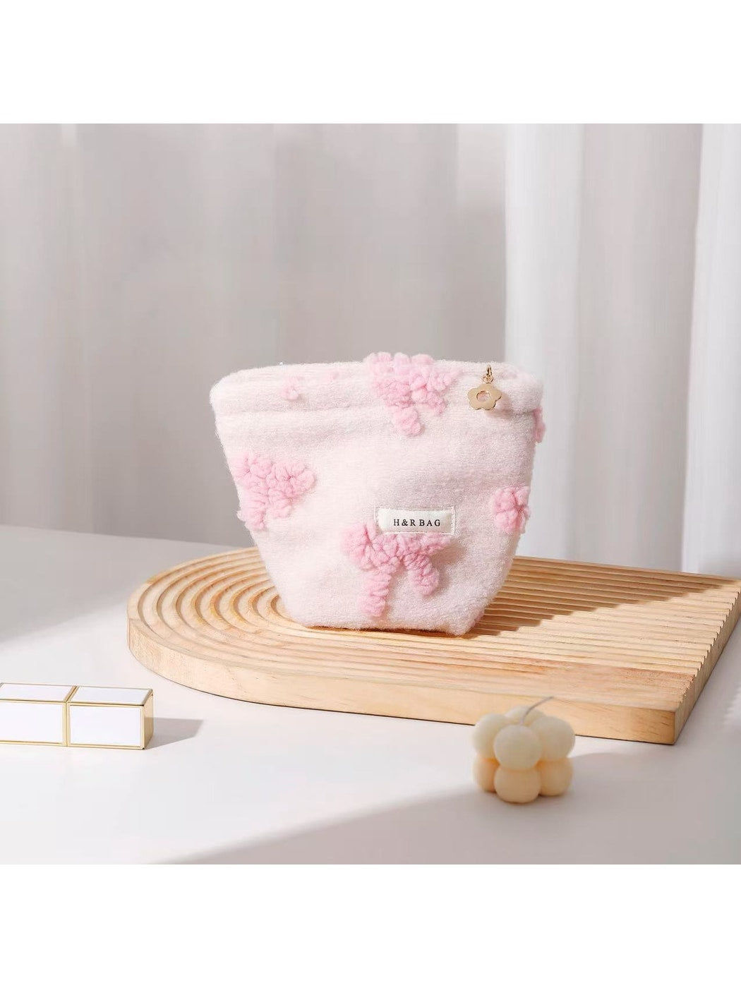 Cosbai - Bow Pattern Handheld Makeup Bag for Women