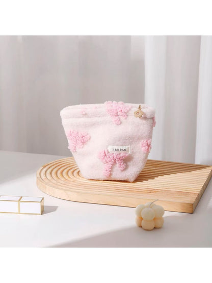 Cosbai - Bow Pattern Handheld Makeup Bag for Women